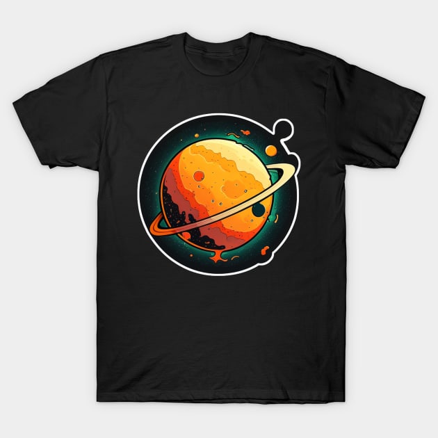 Ringed Planet Sticker T-Shirt by Walford-Designs